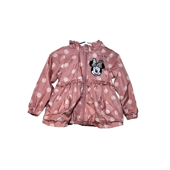 Disney Junior Toddler Girl Minnie Mouse Rain Jacket Size 18 Months Pink - Picture 1 of 10